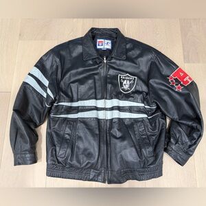 Vintage NFL Logo Athletic black leather Raiders jacket